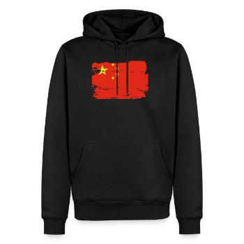 Drapeau officiel de la Chine Chinese Country Pride Vintage - Sweat à capuche Premium bio Homme - noir - Devant - Nico (187cm)
