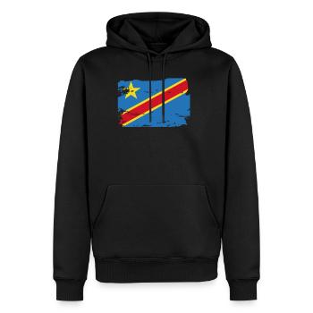 Drapeau officiel de la République démocratique du Congo - Sweat à capuche Premium bio Homme - noir - Devant - Nico (187cm)