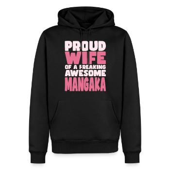 Fière épouse d’un sacré bon mangaka - Sweat à capuche Premium bio Homme - noir - Devant - Nico (187cm)