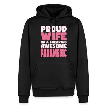 Fière épouse d’un sacré bon gars - Sweat à capuche Premium bio Homme - noir - Devant - Nico (187cm)