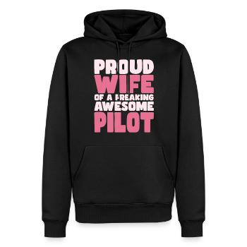 Stolze Ehefrau Eines Verdammt Guten Pilots - Männer Premium Bio Hoodie - Schwarz - Vorne - Nico (187cm)