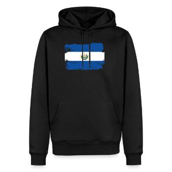Drapeau officiel du Salvador Pays salvadorien - Sweat à capuche Premium bio Homme - noir - Devant - Nico (187cm)