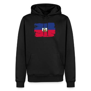 Drapeau officiel Haïti Pays Haïtien Pride Vintage - Sweat à capuche Premium bio Homme - noir - Devant - Nico (187cm)