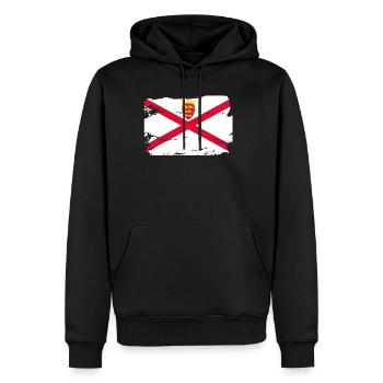 Drapeau officiel de Jersey Jerseian Country Pride - Sweat à capuche Premium bio Homme - noir - Devant - Nico (187cm)