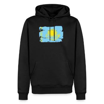 Offizielle kasachische Flagge Kazakh Country Pride - Männer Premium Bio Hoodie - Schwarz - Vorne - Nico (187cm)