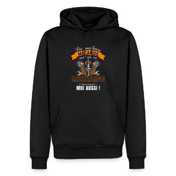 Cadeau Homme Mécanicien Lorrain Anniversaire Noel - Sweat à capuche Premium bio Homme - noir - Devant - Nico (187cm)