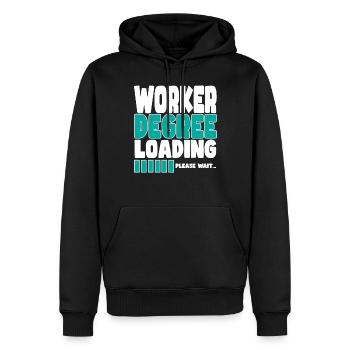 Worker invites training - Men’s Premium Organic Hoodie - black - Front - Nico (187cm)