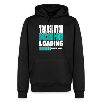 Translator invites training - Men’s Premium Organic Hoodie - black - Front - Nico (187cm)