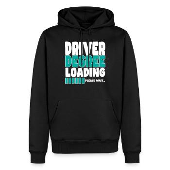 Le conducteur invite à la formation - Sweat à capuche Premium bio Homme - noir - Devant - Nico (187cm)