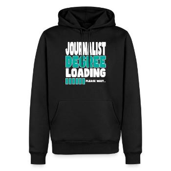 Un journaliste invite à la formation - Sweat à capuche Premium bio Homme - noir - Devant - Nico (187cm)
