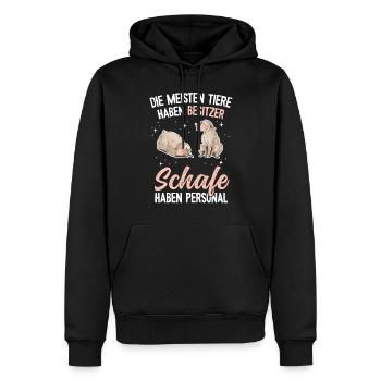 Lustiges Schafmotiv - Bäuerin Landwirtin & Schaf - Männer Premium Bio Hoodie - Schwarz - Vorne - Nico (187cm)