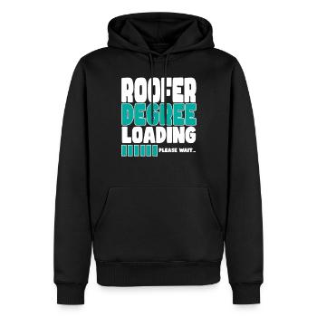 Le couvreur invite à la formation - Sweat à capuche Premium bio Homme - noir - Devant - Nico (187cm)