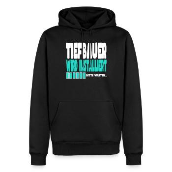 Tiefbauer wird installiert - Männer Premium Bio Hoodie - Schwarz - Vorne - Nico (187cm)