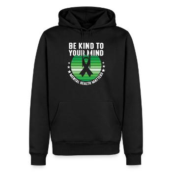 Sei freundlich zu deinem Geist Mental Health Matters Ribbon - Männer Premium Bio Hoodie - Schwarz - Vorne - Nico (187cm)