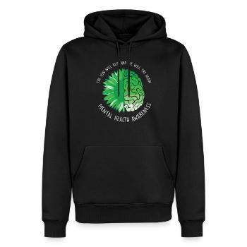 Die Sonne wird aufgehen und wir werden mental wieder aufgehen - Männer Premium Bio Hoodie - Schwarz - Vorne - Nico (187cm)