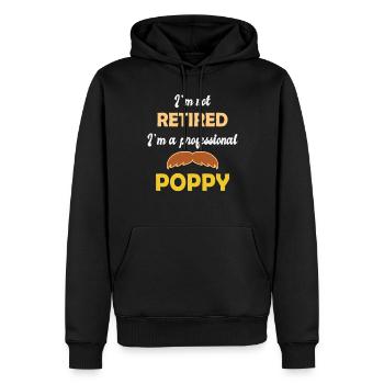 Ich bin nicht im Ruhestand, ich bin ein professioneller Mohn - Männer Premium Bio Hoodie - Schwarz - Vorne - Nico (187cm)