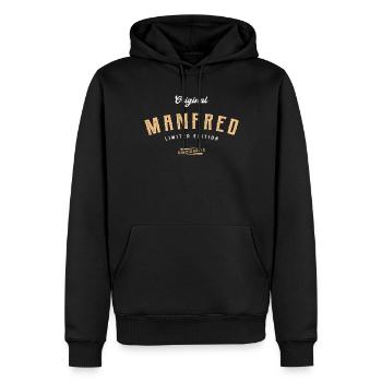 Manfred Limited Edition - Männer Premium Bio Hoodie - Schwarz - Vorne - Nico (187cm)