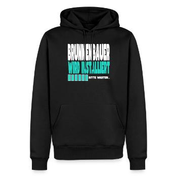 Brunnenbauer wird installiert - Männer Premium Bio Hoodie - Schwarz - Vorne - Nico (187cm)