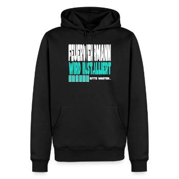 Feuerwehrmann wird installiert - Männer Premium Bio Hoodie - Schwarz - Vorne - Nico (187cm)