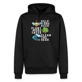Helfen Sie mehr Bienen, mehr Bäume zu pflanzen, reinigen Sie die Meere neu - Männer Premium Bio Hoodie - Schwarz - Vorne - Nico (187cm)