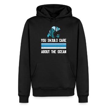 Vous devriez vous soucier de la vie aquatique de l’océan - Sweat à capuche Premium bio Homme - noir - Devant - Nico (187cm)