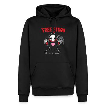 Câlins gratuits Grim Grim Creepy Halloween - Sweat à capuche Premium bio Homme - noir - Devant - Nico (187cm)