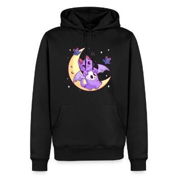 Kawaii Pastel Goth Moon Chat Gothique Halloween - Sweat à capuche Premium bio Homme - noir - Devant - Nico (187cm)