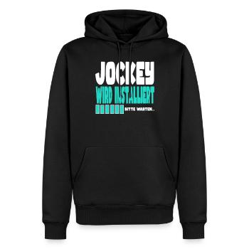 Jockey wird installiert - Männer Premium Bio Hoodie - Schwarz - Vorne - Nico (187cm)