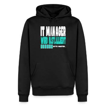 It Manager wird installiert - Männer Premium Bio Hoodie - Schwarz - Vorne - Nico (187cm)