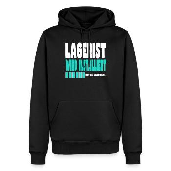 Lagerist wird installiert - Männer Premium Bio Hoodie - Schwarz - Vorne - Nico (187cm)