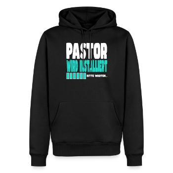 Pastor wird installiert - Männer Premium Bio Hoodie - Schwarz - Vorne - Nico (187cm)