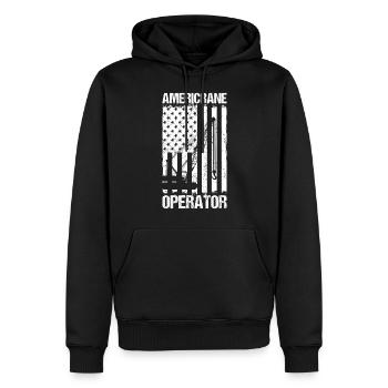 Americrane Crane Operator Usa Flag Engineer Construction - Sweat à capuche Premium bio Homme - noir - Devant - Nico (187cm)