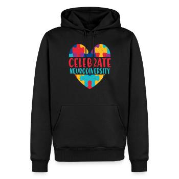 Célébrez la neurodiversité Citations de neurodiversité - Sweat à capuche Premium bio Homme - noir - Devant - Nico (187cm)