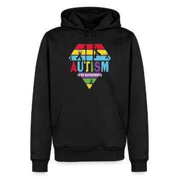 L’autisme est mon superpouvoir Citations sur l’autisme - Sweat à capuche Premium bio Homme - noir - Devant - Nico (187cm)