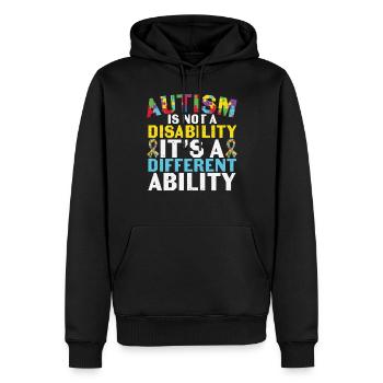 Autismus ist keine Behinderung, es ist eine andere Fähigkeit - Männer Premium Bio Hoodie - Schwarz - Vorne - Nico (187cm)