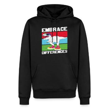 Begrüßen Sie den Unterschied Verschiedene Zitate - Männer Premium Bio Hoodie - Schwarz - Vorne - Nico (187cm)