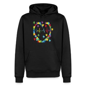 Autism Retro - Men’s Premium Organic Hoodie - black - Front - Nico (187cm)