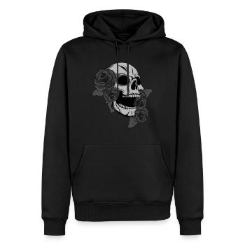 Crâne Crâne Roses Noires Gothique Gothique - Sweat à capuche Premium bio Homme - noir - Devant - Nico (187cm)