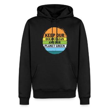 Halten Sie unseren Ozean sauber und planet grün Retro - Männer Premium Bio Hoodie - Schwarz - Vorne - Nico (187cm)