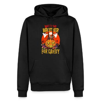 Échanger un frère contre Candy Pumpkin Halloween - Sweat à capuche Premium bio Homme - noir - Devant - Nico (187cm)