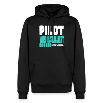 Pilot wird installiert - Männer Premium Bio Hoodie - Schwarz - Vorne - Nico (187cm)