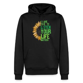 Vous comptez les dictons de motivation - Sweat à capuche Premium bio Homme - noir - Devant - Nico (187cm)
