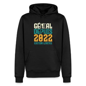 Génial depuis 2022 - Sweat à capuche Premium bio Homme - noir - Devant - Nico (187cm)