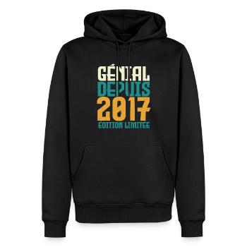 Génial depuis 2017 - Sweat à capuche Premium bio Homme - noir - Devant - Nico (187cm)