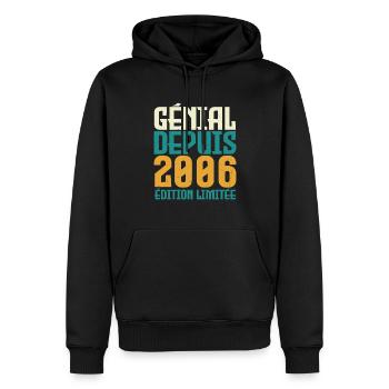 Génial depuis 2006 - Sweat à capuche Premium bio Homme - noir - Devant - Nico (187cm)