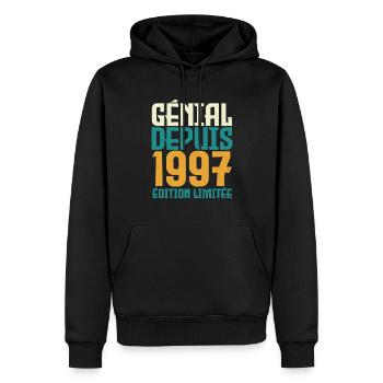 Génial depuis 1997 - Sweat à capuche Premium bio Homme - noir - Devant - Nico (187cm)