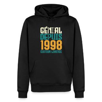 Génial depuis 1998 - Sweat à capuche Premium bio Homme - noir - Devant - Nico (187cm)