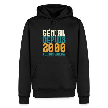 Génial depuis 2000 - Sweat à capuche Premium bio Homme - noir - Devant - Nico (187cm)