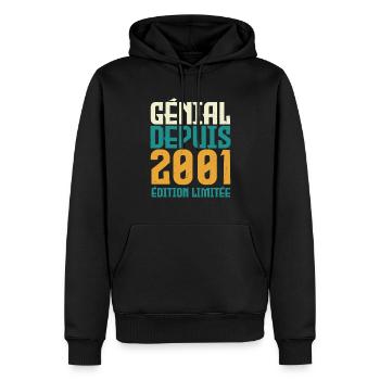 Génial depuis 2001 - Sweat à capuche Premium bio Homme - noir - Devant - Nico (187cm)