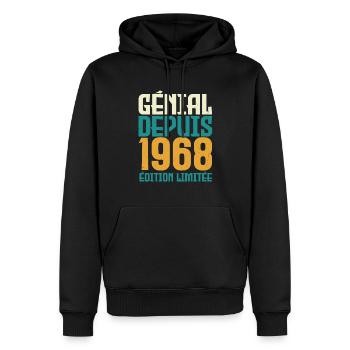 Génial depuis 1968 - Sweat à capuche Premium bio Homme - noir - Devant - Nico (187cm)